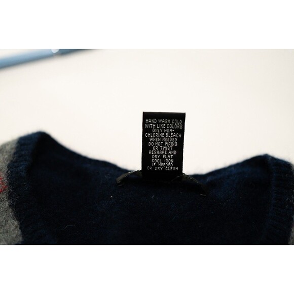 Avellini 100% Cashmere men's blue argyle sweater L eclectic grandpa preppy bloke - Picture 5 of 6